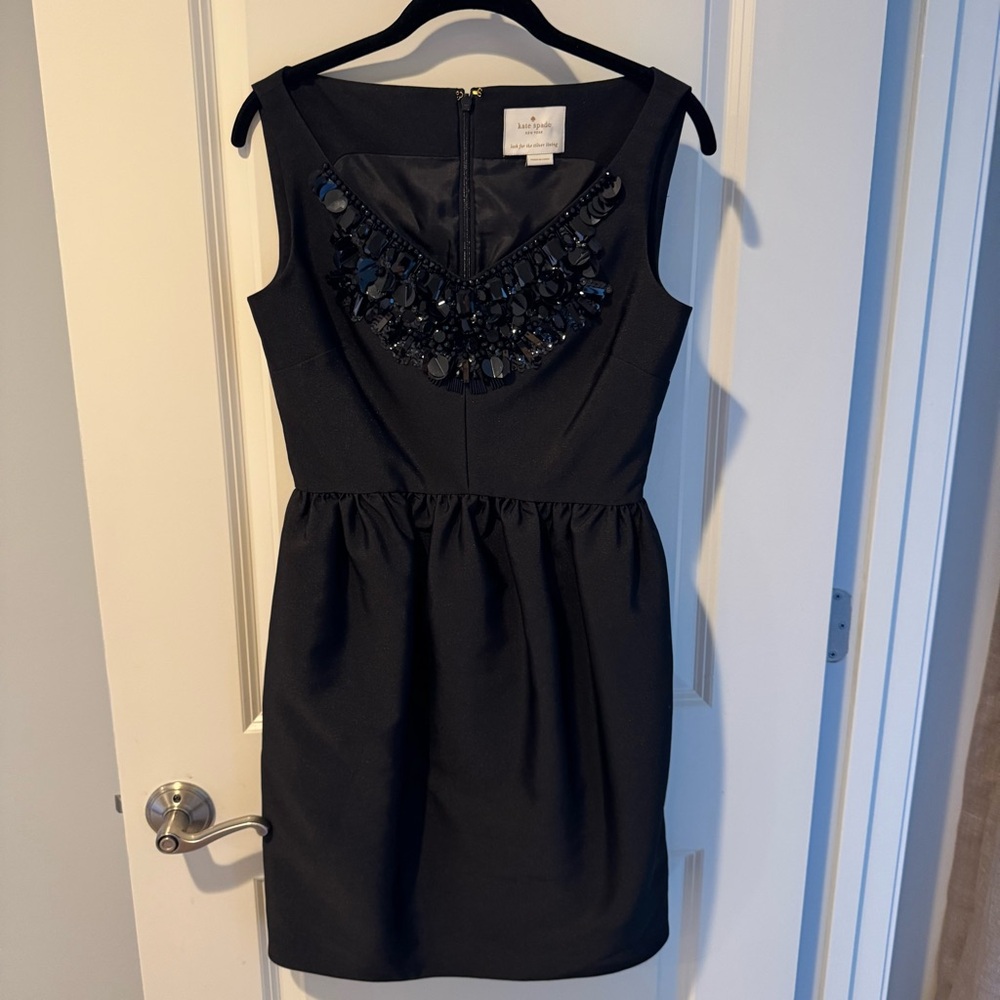 Kate Spade Black Embellished Sleeveless Cupcake Dress - Picture 3 of 9